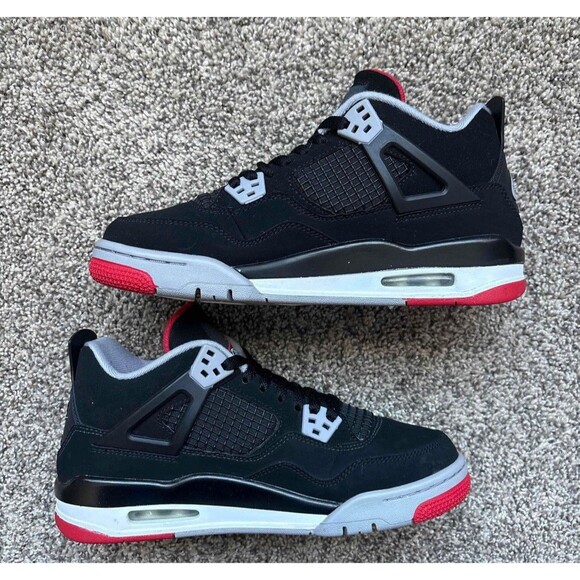 Nike Air Jordan 4 Retro Bred 2019 Size 7 Youth (Size 8.5 Women's) - Picture 2 of 9